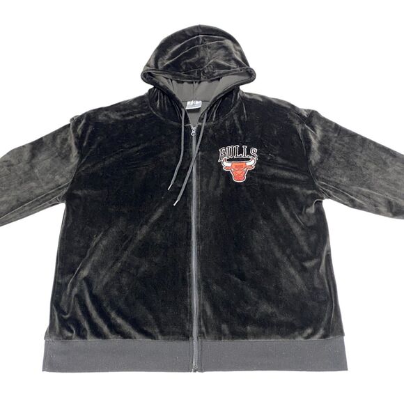 Chicago Bulls Jacket Mens XL Black NBA Basketball Sports Hooded Full Zipper - Picture 6 of 15